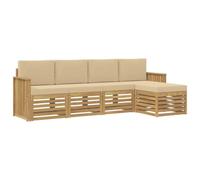 vidaXL Ensemble de canapés d'extérieur 5 pcs Blanc et Beige, Canapé de Jardin, Ensemble Moderne, Coin Salon, Meuble au Bord de la Piscine, Beige, Marron, Lounge