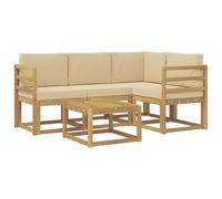 vidaXL Ensemble de canapés d'extérieur 5 pcs Blanc et Beige, Canapé de Jardin, Meubles d'extérieur Modernes, Salon de Patio Durable, sièges de terrasse, Ensemble de Vie Confortable