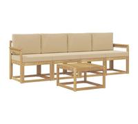 vidaXL Ensemble de canapés d'extérieur 5 pcs Blanc et Beige, Canapé de Jardin, mobilier extérieur Moderne, Ensemble Lounge Durable, Confort sur terrasse pour Tous