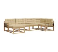 vidaXL Ensemble de canapés d'extérieur 5 pcs Blanc et Beige Polyester