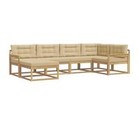 vidaXL Ensemble de canapés d'extérieur 5 pcs Blanc et Beige Polyester