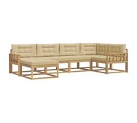 vidaXL Ensemble de canapés d'extérieur 5 pcs Blanc et Beige Polyester, Canapé de Patio, sectionnel Moderne, sièges durables, Meubles résistants aux intempéries pour détente en extérieur