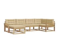 vidaXL Ensemble de canapés d'extérieur 5 pcs Blanc et Beige Polyester, Canapé de Patio, sectionnel Moderne, sièges durables, Meubles résistants aux intempéries pour détente en extérieur