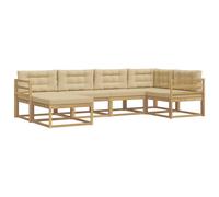 vidaXL Ensemble de canapés d'extérieur 5 pcs Blanc et Beige Polyester, Canapé de Patio, sectionnel Moderne, sièges durables, Meubles résistants aux intempéries pour détente en extérieur