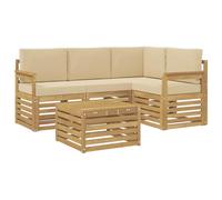 vidaXL Ensemble de canapés d'extérieur 5 pcs Blanc et Beige, Salon de Jardin Moderne, Ensemble Style, sièges extérieurs, Meubles contemporains, Lounge Acacia