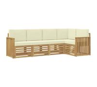 vidaXL Ensemble de canapés d'extérieur 5 pcs Blanc et crème, Canapé d'angle Moderne, mobilier de Jardin, chaises Confort pour Patio, Coin terrasse