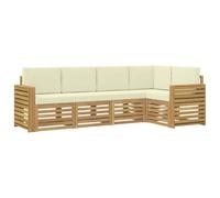 vidaXL Ensemble de canapés d'extérieur 5 pcs Blanc et crème, Canapé d'angle Moderne, mobilier de Jardin, chaises Confort pour Patio, Coin terrasse