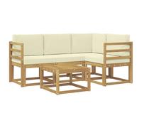 vidaXL Ensemble de canapés d'extérieur 5 pcs Blanc et crème, Canapé de Jardin, Meubles d'extérieur Modernes, Salon de Patio Durable, sièges de terrasse, Ensemble de Vie Confortable