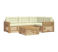 vidaXL Ensemble de canapés d'extérieur 5 pcs Blanc et crème, Canapé de Jardin Moderne, Ensemble sectionnel résistant, mobilier pour détente, Parfait pour l'extérieur