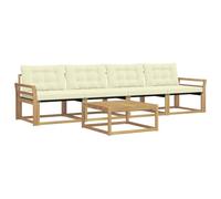 vidaXL Ensemble de canapés d'extérieur 5 pcs Blanc et crème, Canapé extérieur Moderne, Ensemble sectionnel pour Patio, mobilier stylé, Confort Durable