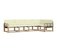 vidaXL Ensemble de canapés d'extérieur 5 pcs Blanc et crème, Ensemble de Meubles Modernes pour l'extérieur, Collection de canapés de Jardin, Salon Confortable en terrasse