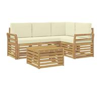vidaXL Ensemble de canapés d'extérieur 5 pcs Blanc et crème, Salon de Jardin Moderne, Ensemble Style, sièges extérieurs, Meubles contemporains, Lounge Acacia