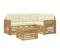 vidaXL Ensemble de canapés d'extérieur 5 pcs Blanc et crème, Salon de Jardin Moderne, Ensemble Style, sièges extérieurs, Meubles contemporains, Lounge Acacia
