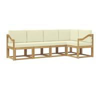 vidaXL Ensemble de canapés d'extérieur 5 pcs Blanc et crème, Sofa de Jardin Moderne, Salon d'extérieur, mobilier résistant aux intempéries, Coin détente Confortable