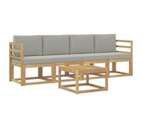 vidaXL Ensemble de canapés d'extérieur 5 pcs Blanc et Gris Clair, Canapé de Jardin, mobilier extérieur Moderne, Ensemble Lounge pour Un Confort Maximal sur Le Patio