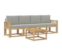 vidaXL Ensemble de canapés d'extérieur 5 pcs Blanc et Gris Clair, Canapé de Jardin, mobilier extérieur Moderne, Ensemble Lounge pour Un Confort Maximal sur Le Patio