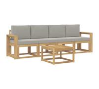 vidaXL Ensemble de canapés d'extérieur 5 pcs Blanc et Gris Clair, Canapé de Jardin, mobilier extérieur Moderne, Ensemble Lounge pour Un Confort Maximal sur Le Patio