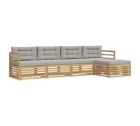 vidaXL Ensemble de canapés d'extérieur 5 pcs Blanc et Gris Clair, Canapé d'extérieur Moderne, mobilier de Jardin, Salon de terrasse, Ensemble Confort pour se détendre