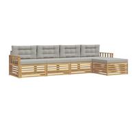 vidaXL Ensemble de canapés d'extérieur 5 pcs Blanc et Gris Clair, Canapé d'extérieur Moderne, mobilier de Jardin, Salon de terrasse, Ensemble Confort pour se détendre