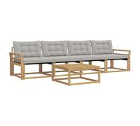 vidaXL Ensemble de canapés d'extérieur 5 pcs Blanc et Gris Clair, Canapé extérieur Moderne, Ensemble sectionnel pour Patio, mobilier stylé, Confort Durable