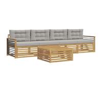 vidaXL Ensemble de canapés d'extérieur 5 pcs Blanc et Gris Clair, Mobilier de Jardin, canapés Modernes, Coin détente pour terrasse, Confort et Style au Patio