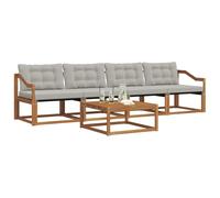 vidaXL Ensemble de canapés d'extérieur 5 pcs Gris Naturel et Clair, Canapé de Jardin, mobilier Moderne et Solide, idéal pour Votre terrasse et Votre Salon extérieur
