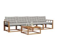 vidaXL Ensemble de canapés d'extérieur 5 pcs Gris Naturel et Clair, Canapé de Jardin, mobilier Moderne et Solide, idéal pour Votre terrasse et Votre Salon extérieur