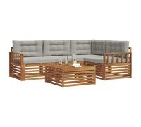 vidaXL Ensemble de canapés d'extérieur 5 pcs Gris Naturel et Clair, Canapé d'extérieur, Salon de Jardin, modulable, mobilier Durable, sièges Modernes et Confortables