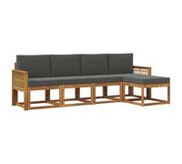 vidaXL Ensemble de canapés d'extérieur 5 pcs Naturel et Anthracite, Ensemble de canapé de Jardin, Meuble d'extérieur Moderne, Assise Durable pour terrasses, patios, et Jardins