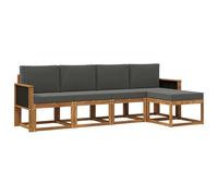 vidaXL Ensemble de canapés d'extérieur 5 pcs Naturel et Anthracite, Ensemble de canapé de Jardin, Meuble d'extérieur Moderne, Assise Durable pour terrasses, patios, et Jardins