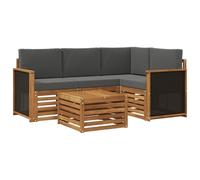 vidaXL Ensemble de canapés d'extérieur 5 pcs Naturel et Anthracite, Salon de Jardin Moderne, Ensemble Style, sièges extérieurs, Meubles contemporains, Lounge Acacia