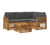 vidaXL Ensemble de canapés d'extérieur 5 pcs Naturel et Anthracite, Salon de Jardin Moderne, Ensemble Style, sièges extérieurs, Meubles contemporains, Lounge Acacia