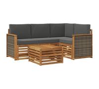 vidaXL Ensemble de canapés d'extérieur 5 pcs Naturel et Anthracite, Salon de Jardin Moderne, Ensemble Style, sièges extérieurs, Meubles contemporains, Lounge Acacia