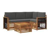 vidaXL Ensemble de canapés d'extérieur 5 pcs Naturel et Anthracite, Salon de Jardin Moderne, Ensemble Style, sièges extérieurs, Meubles contemporains, Lounge Acacia