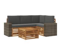 vidaXL Ensemble de canapés d'extérieur 5 pcs Naturel et Anthracite, Salon de Jardin Moderne, Ensemble Style, sièges extérieurs, Meubles contemporains, Lounge Acacia