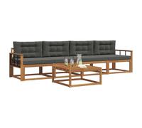 vidaXL Ensemble de canapés d'extérieur 5 pcs Naturel et Anthracite, Salons de jardin, Ensemble de canapés sectionnels modernes pour extérieur, Meubles de patio durables pour le confort du jardin et le