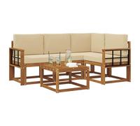 vidaXL Ensemble de canapés d'extérieur 5 pcs Naturel et Beige, Canapé de Jardin, Meubles d'extérieur Modernes, Salon de Patio Durable, sièges de terrasse, Ensemble de Vie Confortable