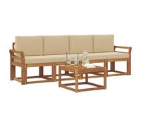 vidaXL Ensemble de canapés d'extérieur 5 pcs Naturel et Beige, Canapé de Jardin, mobilier extérieur Moderne, Ensemble Lounge pour Un Confort Maximal sur Le Patio