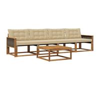 vidaXL Ensemble de canapés d'extérieur 5 pcs Naturel et Beige, Canapé de Jardin, mobilier Moderne et Solide, idéal pour Votre terrasse et Votre Salon extérieur