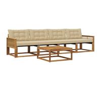 vidaXL Ensemble de canapés d'extérieur 5 pcs Naturel et Beige, Canapé de Jardin, mobilier Moderne et Solide, idéal pour Votre terrasse et Votre Salon extérieur