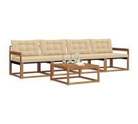 vidaXL Ensemble de canapés d'extérieur 5 pcs Naturel et Beige, Canapé de Jardin, mobilier Moderne et Solide, idéal pour Votre terrasse et Votre Salon extérieur