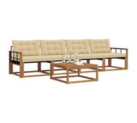 vidaXL Ensemble de canapés d'extérieur 5 pcs Naturel et Beige, Canapé de Jardin, mobilier Moderne et Solide, idéal pour Votre terrasse et Votre Salon extérieur