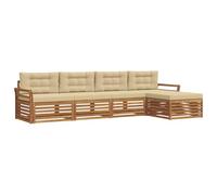vidaXL Ensemble de canapés d'extérieur 5 pcs Naturel et Beige, Canapé d'extérieur Moderne, mobilier sectionnel, sièges de Patio durables, Ensemble terrasse Confortable