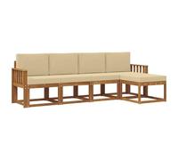vidaXL Ensemble de canapés d'extérieur 5 pcs Naturel et Beige, Ensemble de canapé de Jardin, Meuble d'extérieur Moderne, Assise Durable pour terrasses, patios, et Jardins