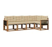 vidaXL Ensemble de canapés d'extérieur 5 pcs Naturel et Beige, Salon de Jardin Moderne, Meubles en Plein air imperméables, chaises Confortables pour se Relaxer à l'extérieur