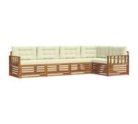 vidaXL Ensemble de canapés d'extérieur 5 pcs Naturel et Crème, Set de Confort extérieur, canapé sectionnel Moderne, mobilier de Jardin, détente sur la terrasse