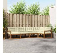 vidaXL Ensemble de canapés d'extérieur 5 pcs Naturel et Crème, Salon de jardin, Ensemble de meubles de patio moderne, Sièges de jardin confortables, Canapé résistant aux intempéries pour la terrasse e