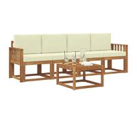 vidaXL Ensemble de canapés d'extérieur 5 pcs Naturel et Crème, Canapé de Jardin, mobilier extérieur Moderne, Ensemble Lounge Durable, Confort sur terrasse pour Tous