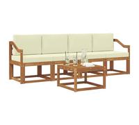 vidaXL Ensemble de canapés d'extérieur 5 pcs Naturel et Crème, Canapé de Jardin, mobilier extérieur Moderne, Ensemble Lounge pour Un Confort Maximal sur Le Patio
