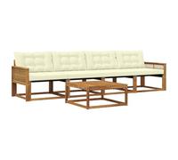 vidaXL Ensemble de canapés d'extérieur 5 pcs Naturel et Crème, Canapé de Jardin, mobilier Moderne et Solide, idéal pour Votre terrasse et Votre Salon extérieur